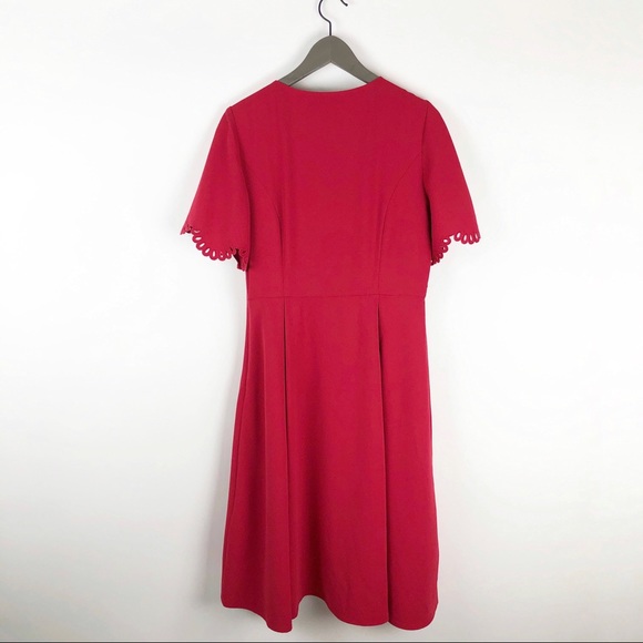 H&M Red Short Sleeve Fit And Flare Midi Dress - Picture 11 of 15